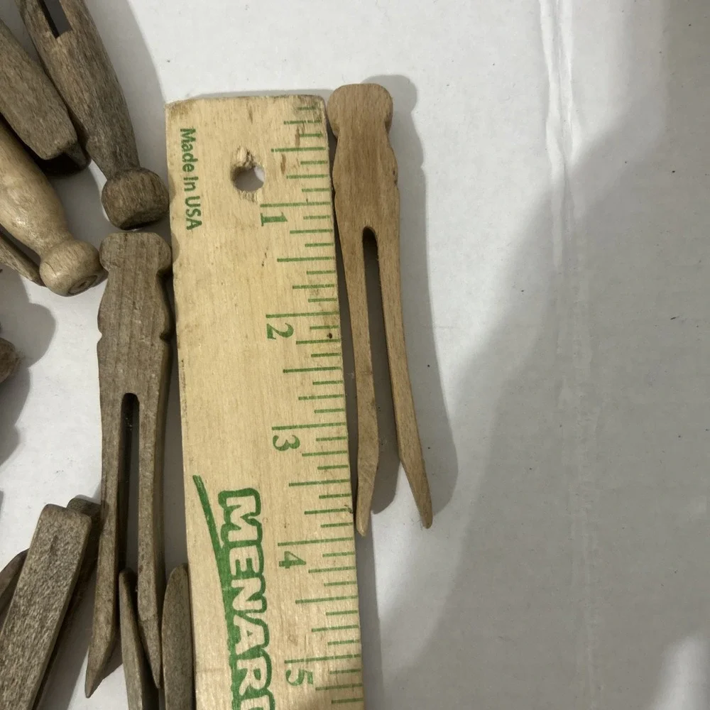 Vtg 100 Wooden Clothespins Round Head Peg Style Bulk Lot Rustic Farmhouse Decor
